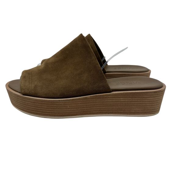 Vince Slide Sandals Platform‎ Wedge Suede Leather Brown Size US 6.5 - Picture 11 of 14